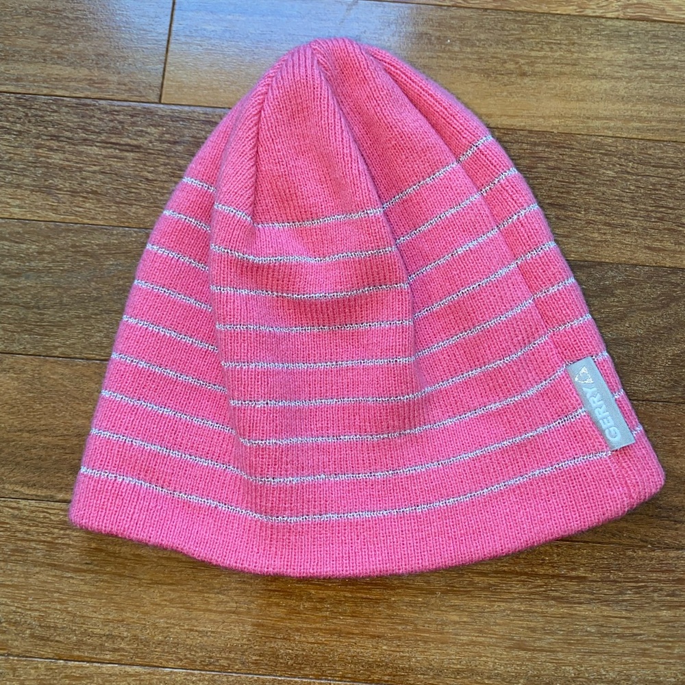 Gerry, toddler girls pink hats with silver stripes